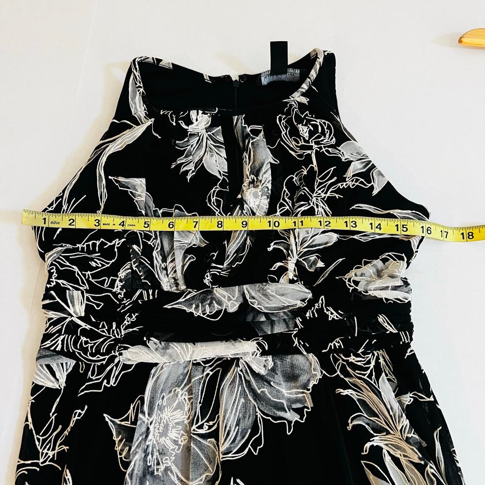 R&M Richards Floral Print Sleeveless High Low Maxi Dress Size 4P lack Multi - Picture 5 of 7
